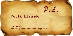 Petik Lizander névjegykártya